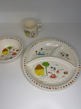 Anacapa Melamine Ware Children’s Divided Dinner Set Alphabet My House